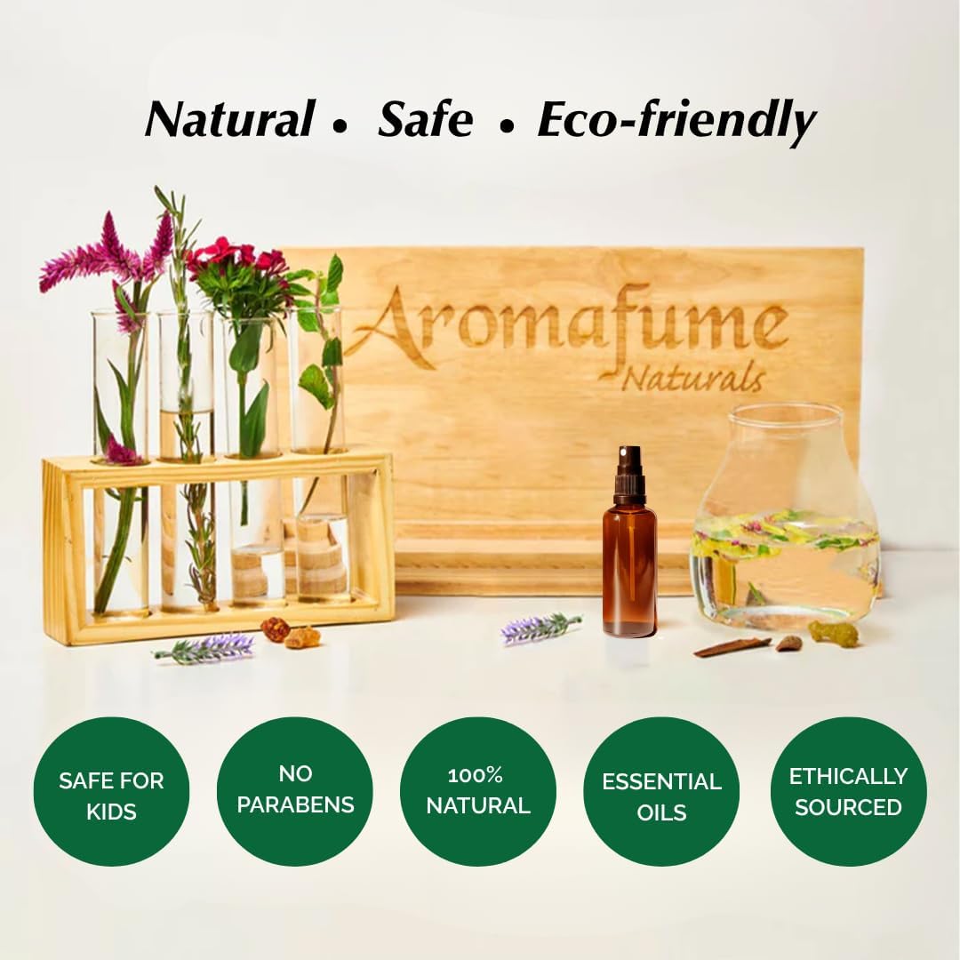 Aromafume Roomspray med Bergamot – naturlig duftspray med æteriske olier. Frisk citrusduft, der skaber energi, ro og balance i hjemmet.