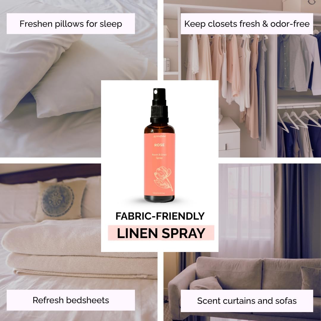 Aromafume Roomspray med Roser – romantisk blomsterduft med æteriske olier. Skaber ro, balance og velvære. Vegansk &amp; bæredygtig.