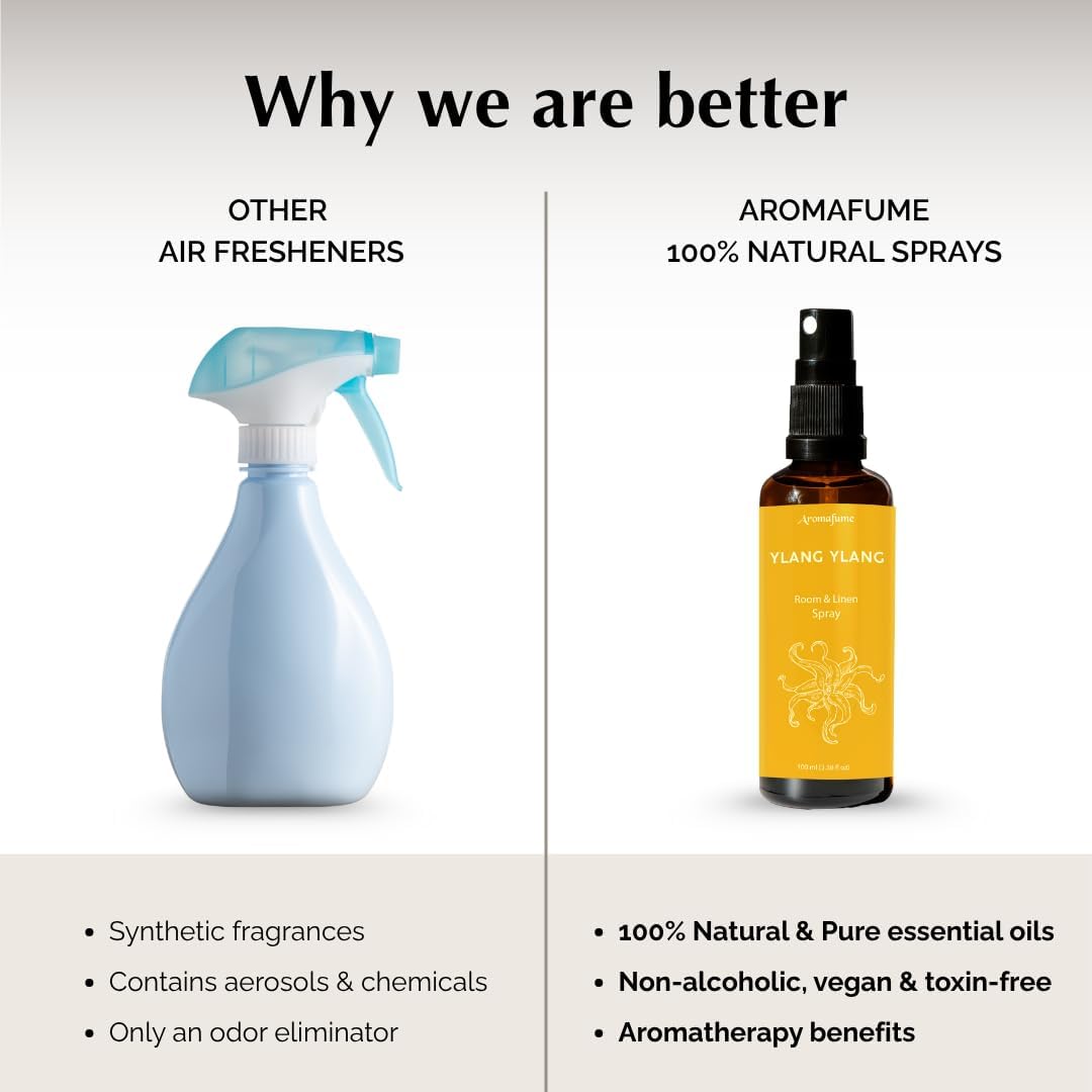 Aromafume Roomspray med Ylang Ylang – eksotisk blomsterduft, der skaber ro, glæde og balance. 100 % naturlig, vegansk og cruelty-free.