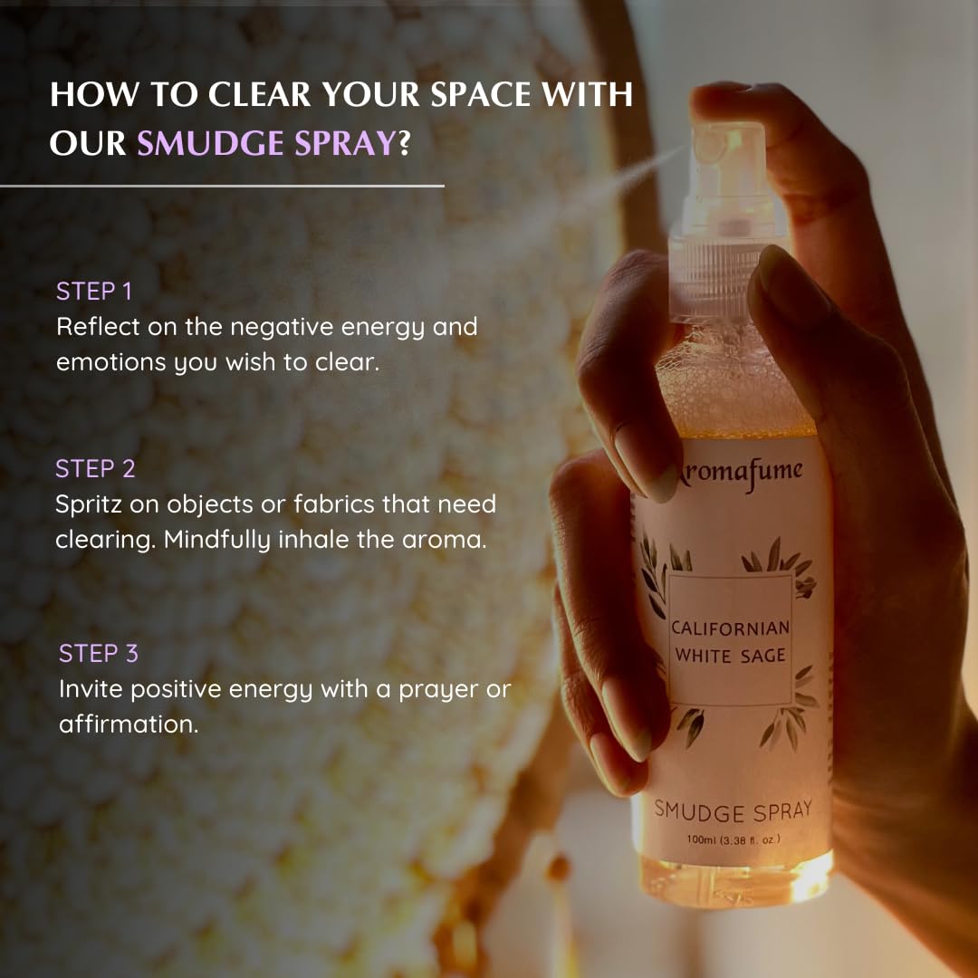 Aromafume Roomspray med Salvie &amp;amp; Lavendel – røgfri smudging med æteriske olier. Renser energien og skaber ro, klarhed og balance.