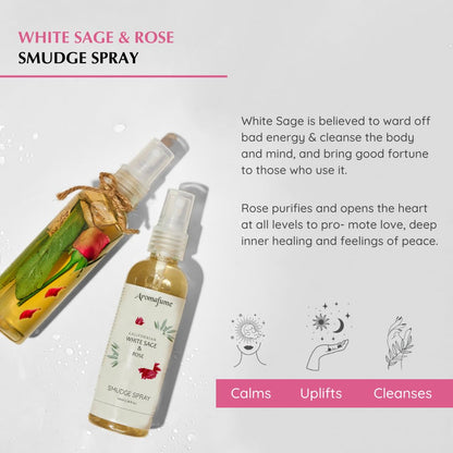 Aromafume Roomspray med Salvie &amp;amp; Roser – naturlig, røgfri smudging. Skaber ro, kærlig energi og balance med rene æteriske olier.