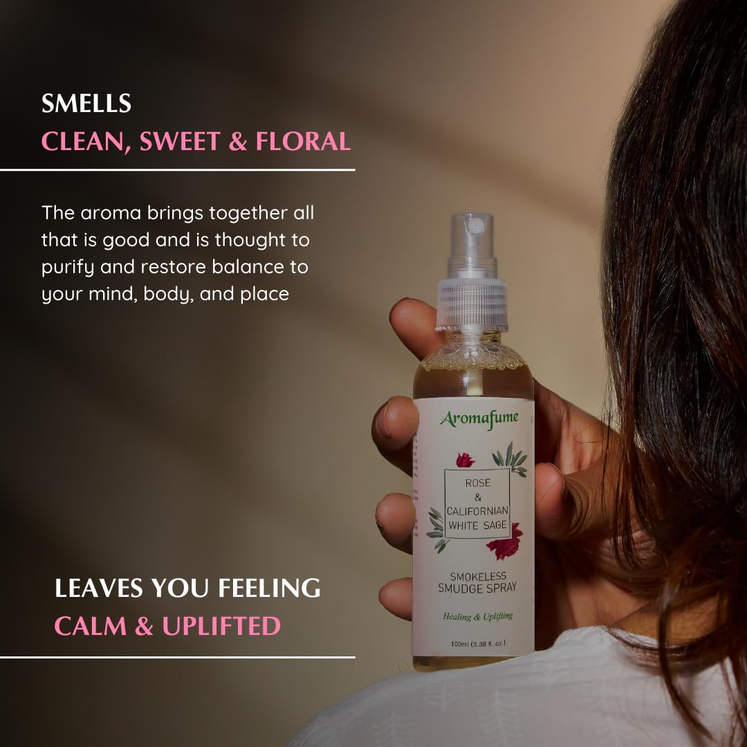 Aromafume Roomspray med Salvie &amp;amp; Roser – naturlig, røgfri smudging. Skaber ro, kærlig energi og balance med rene æteriske olier.