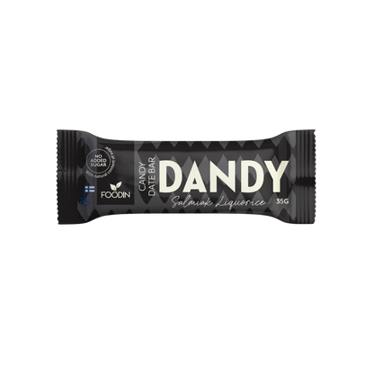 Foodin Salmiak Lakrids Dadel Bar – Intens lakrids &amp; salmiak med naturlig sødme | Vegansk &amp; glutenfri