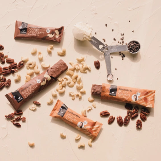 Saltet karamel pecan proteinbar i emballage