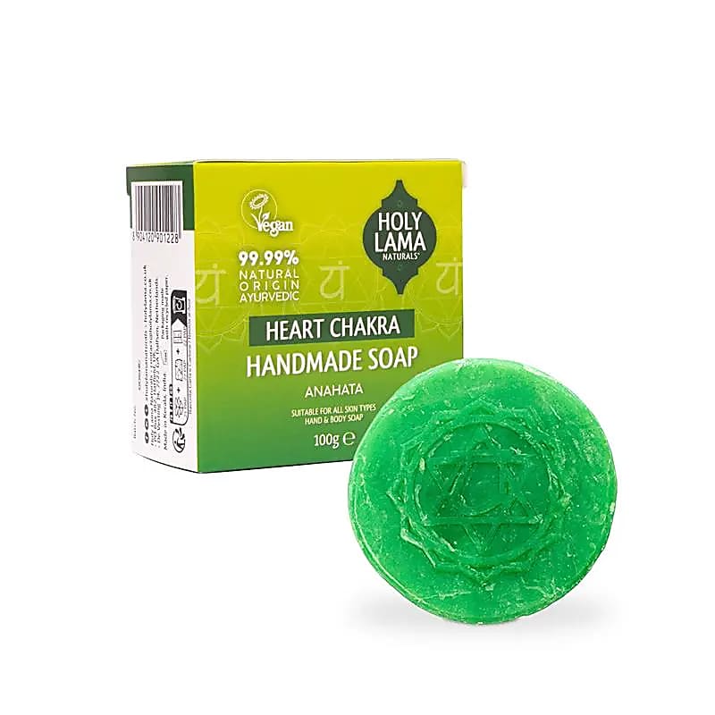 Grøn chakra sæbe fra Holy Lama i æske