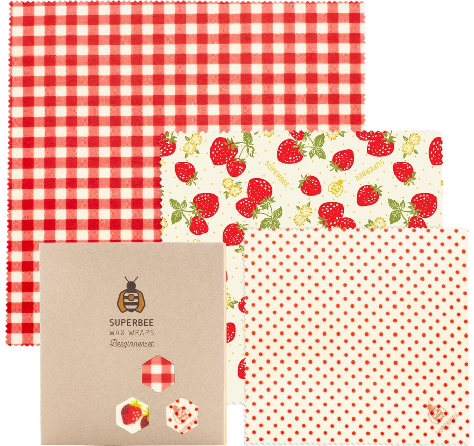 Plastikfri bivoks wraps i 3 størrelser – et bæredygtigt alternativ til plastfolie og stanniol.