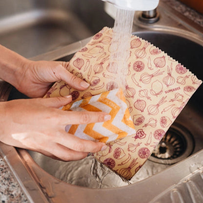Plastikfri lunch bag med bivoks – 2 rum til snacks, sandwiches og bæredygtig madopbevaring.