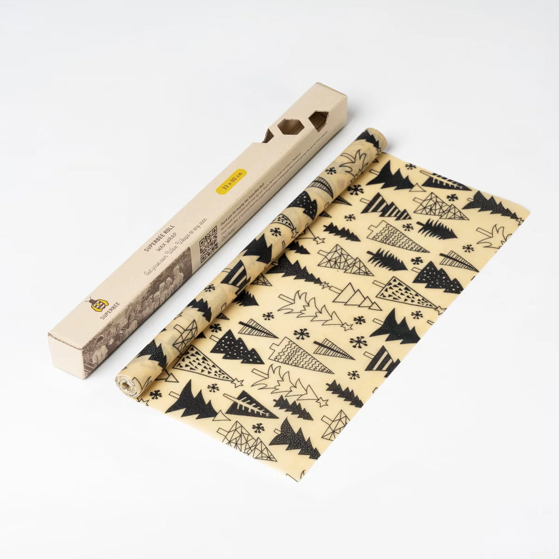 Skær selv til – stor bivoks wrap rulle i økologisk bomuld, perfekt til madopbevaring uden plastik.