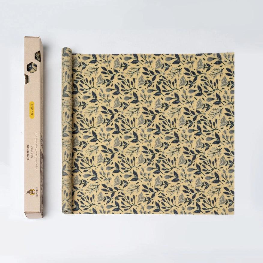 Skær selv til – stor bivoks wrap rulle i økologisk bomuld, perfekt til madopbevaring uden plastik.