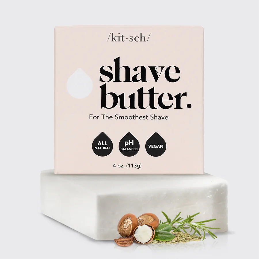 Blødgør &amp; beskyt huden med KITSCH Shave Butter Bar. Fugtgivende barbersæbe med Shea Butter &amp; Vitamin E – 100 % vegansk og plastikfri.