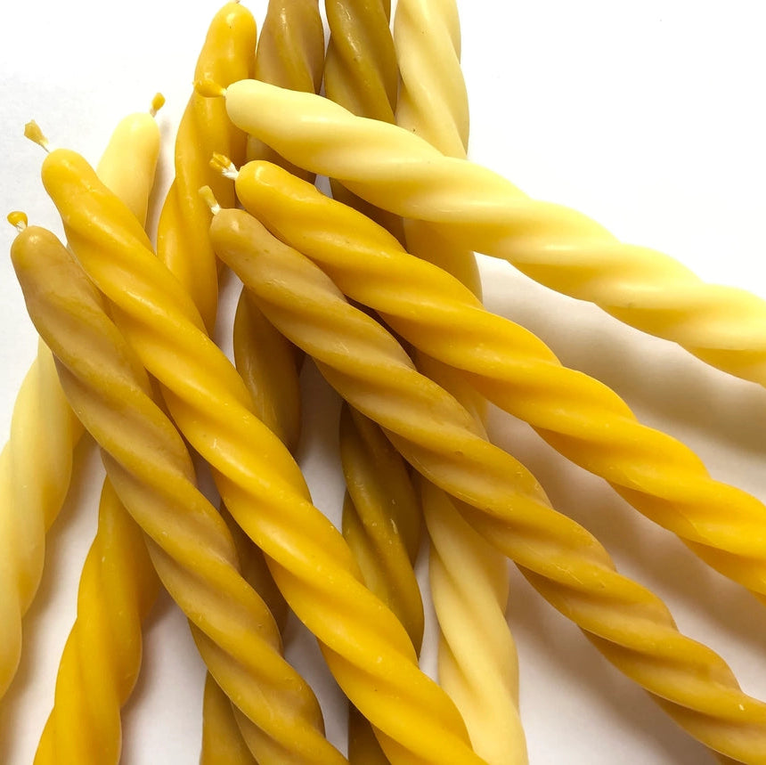 Snoet kronelys i bivoks - Håndlavet