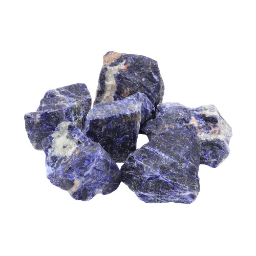 Rå sodalit krystal som duftsten til æteriske olier. Skab ro, klarhed og balance i hjemmet ved at kombinere aromaterapi med sodalittens harmoniske energi.