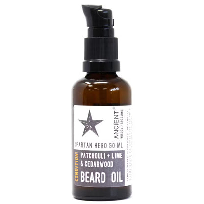 Spartan Hero skægolie | Patchouli, lime &amp; Cedertræ