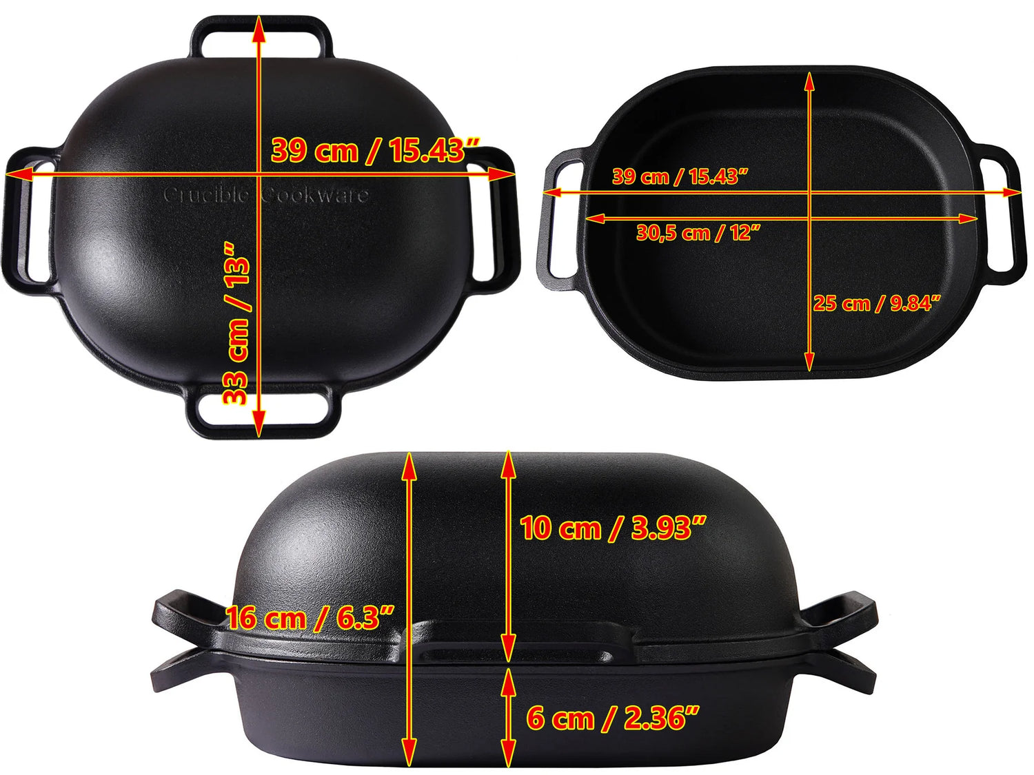 Ekstra stor støbejerns Bread Pan med låg til surdejsbrød, steam baking og sprød artisan skorpe.