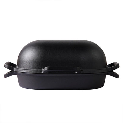 Ekstra stor støbejerns Bread Pan med låg til surdejsbrød, steam baking og sprød artisan skorpe.