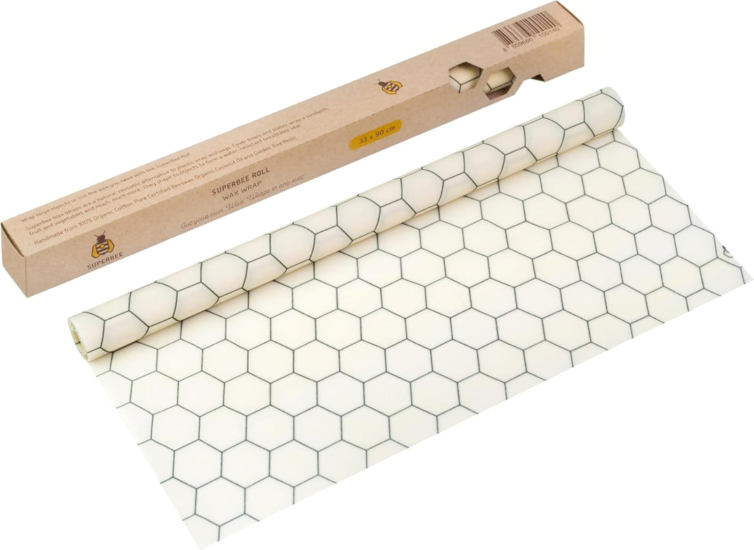 Skær selv til – stor bivoks wrap rulle i økologisk bomuld, perfekt til madopbevaring uden plastik.