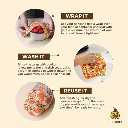 Skær selv til – stor bivoks wrap rulle i økologisk bomuld, perfekt til madopbevaring uden plastik.