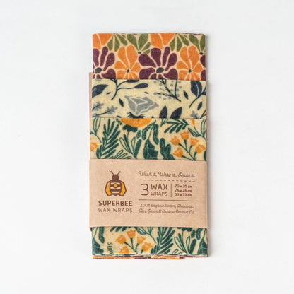 Plastikfri bivoks wraps i 3 størrelser – et bæredygtigt alternativ til plastfolie og stanniol.