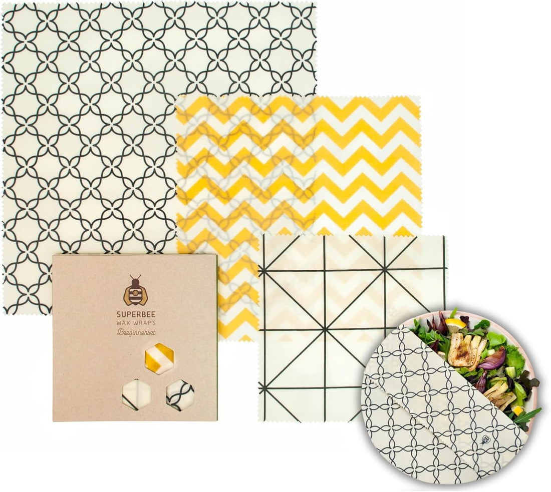 Plastikfri bivoks wraps i 3 størrelser – et bæredygtigt alternativ til plastfolie og stanniol.