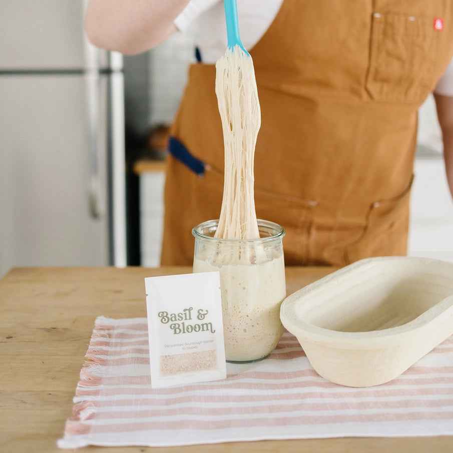 Basil &amp; Bloom økologisk dehydreret surdejsstarter på 10 g til surdejsbrød, pizza og focaccia.r