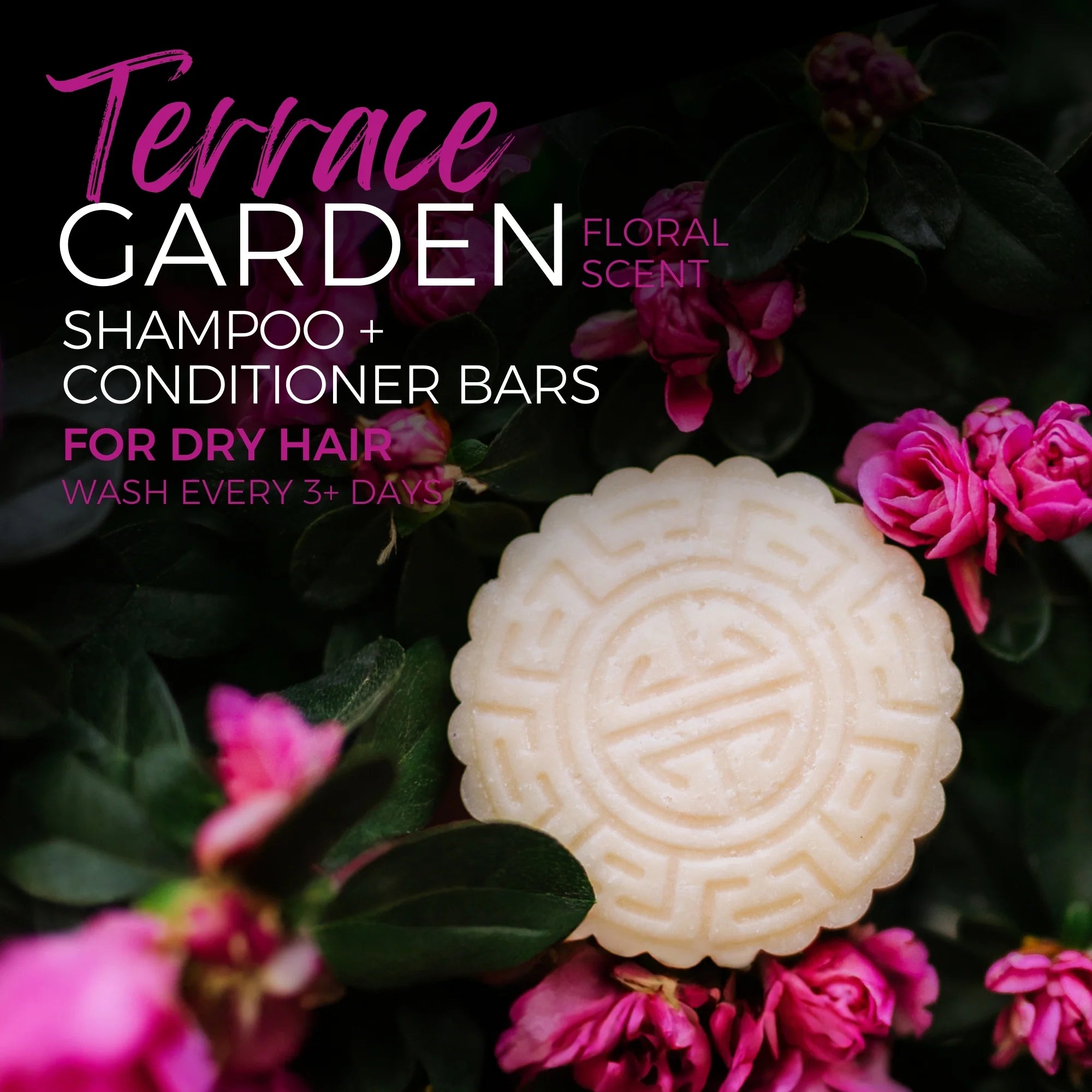 Naturlig shampoo bar med Rice Water – styrker, giver glans og friskhed med Terrace Garden-duften.