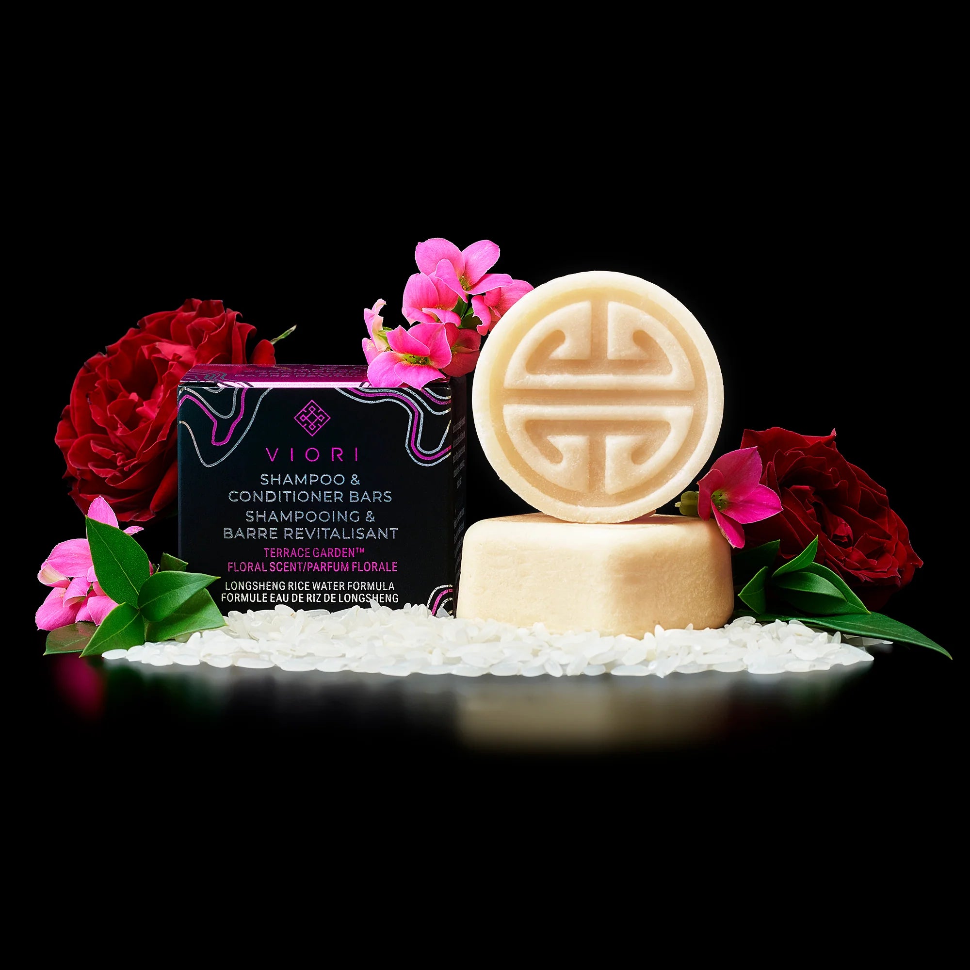 Travel Size sæt med Viori Terrace Garden shampoo &amp; conditioner – perfekt til rejser, træning &amp; tørt hår.