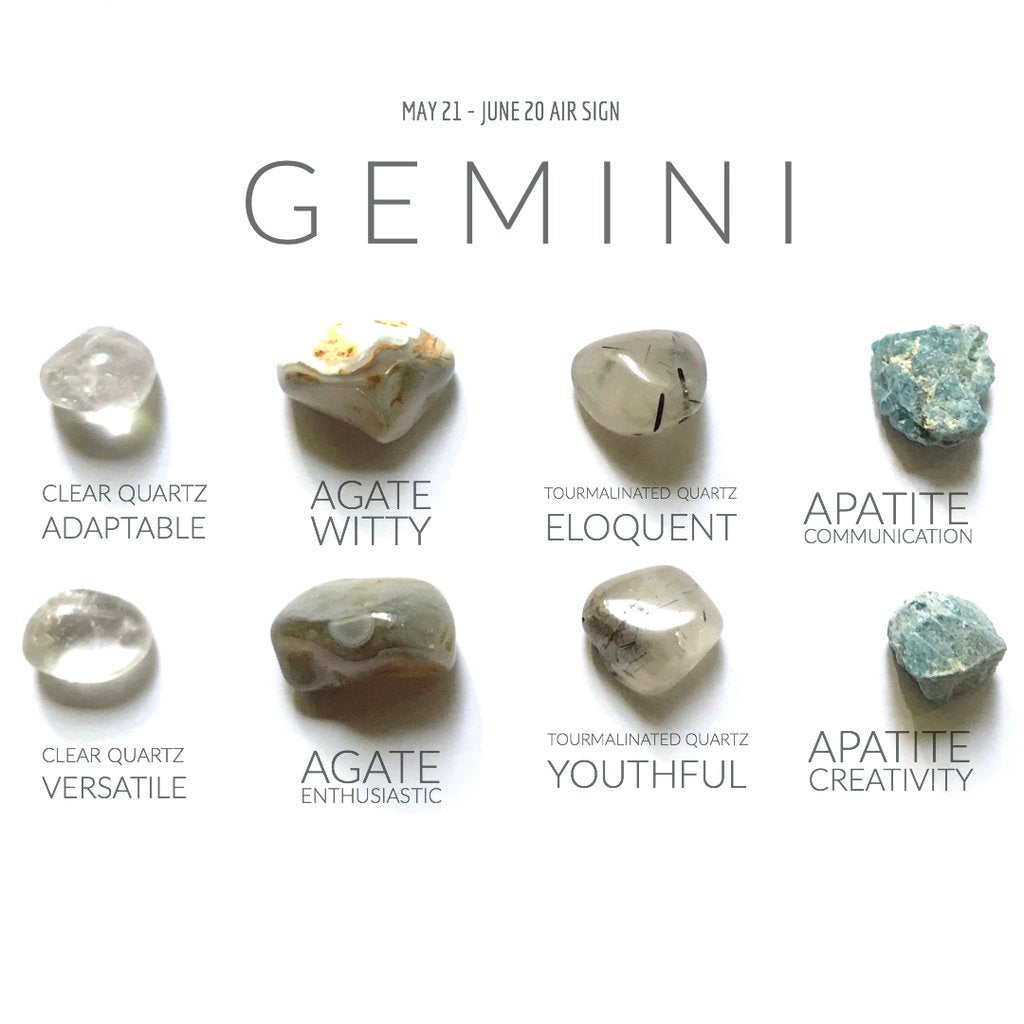 Gemini krystalkit med forskellige sten til kommunikation