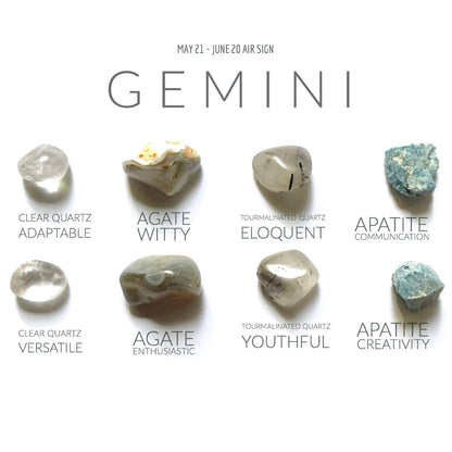 Gemini krystalkit med forskellige sten til kommunikation