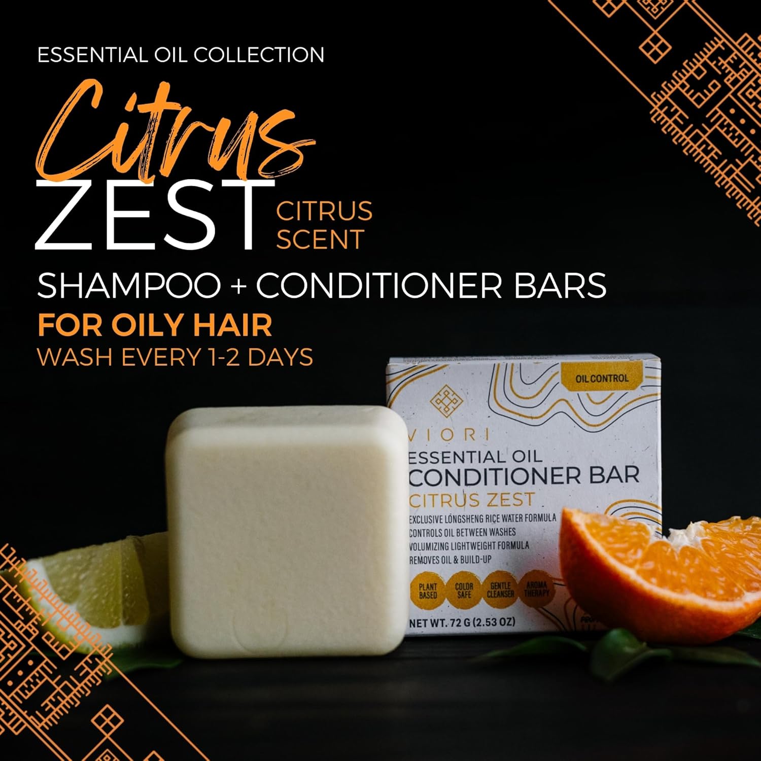 Viori Conditioner Bar – Citrus Zest med Rice Water til fugt &amp; styrke