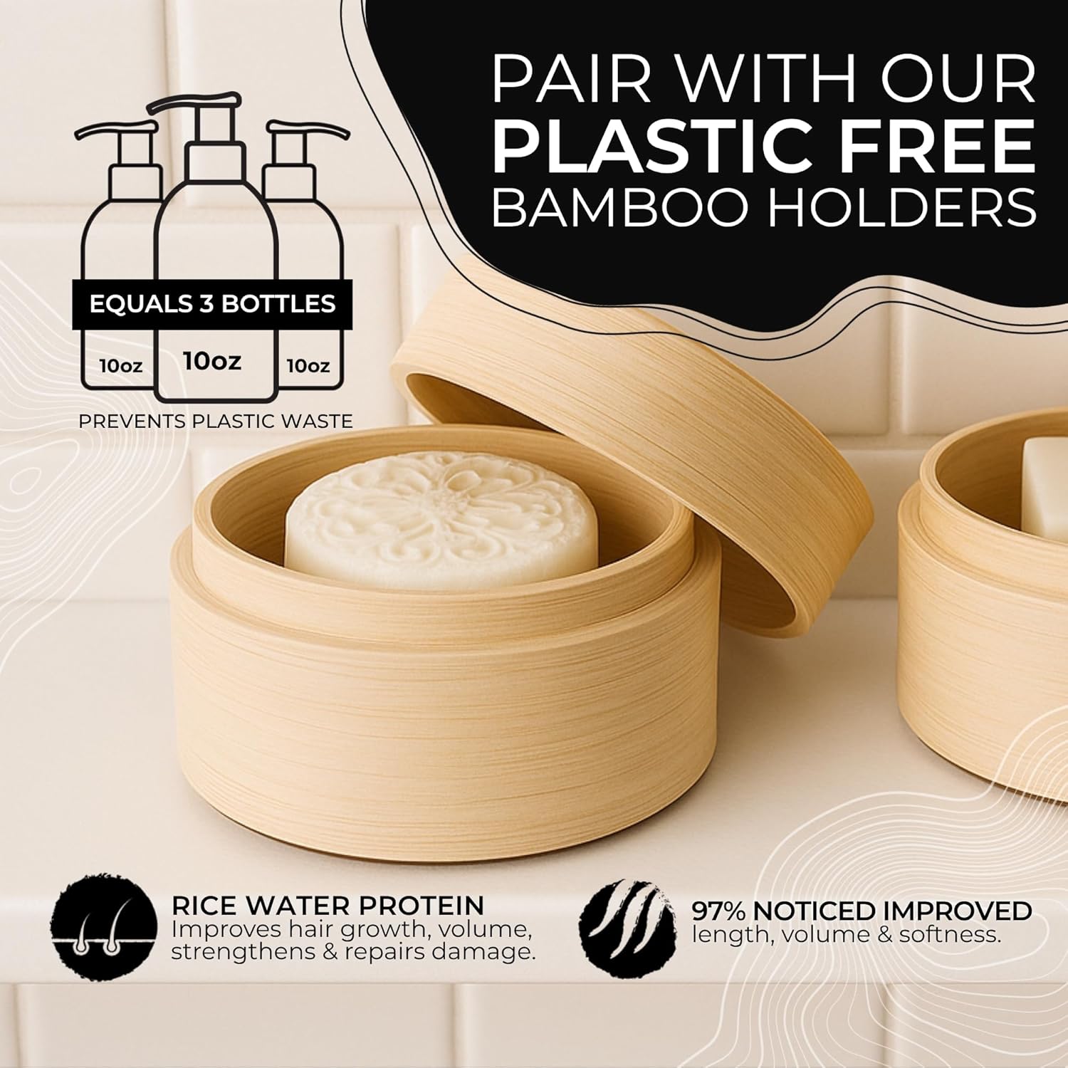 Rice Water Conditioner Bar med Coconut Bliss - pleje &amp; volume | Viori