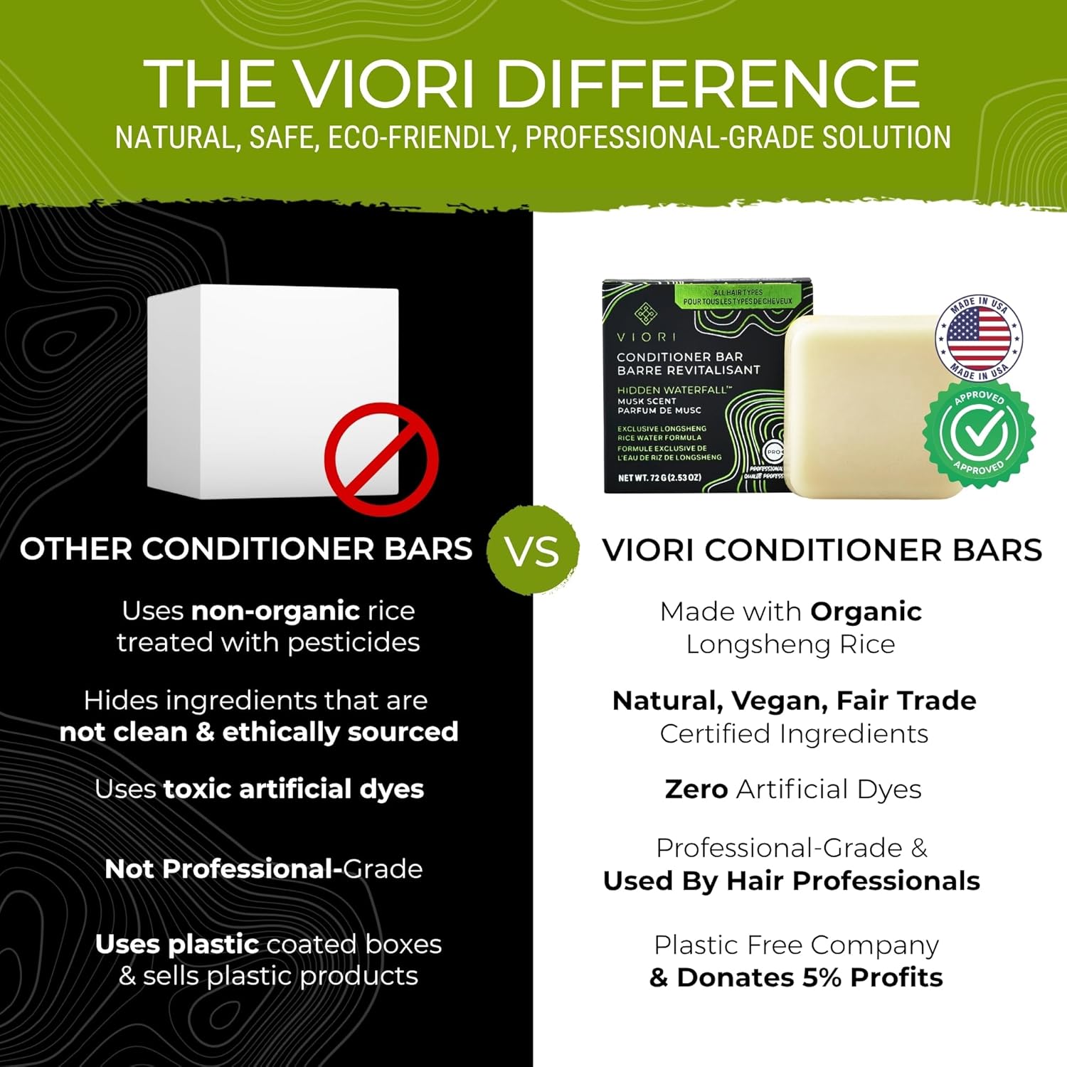 Viori Conditioner Bar – Hidden Waterfall med Rice Water til volume &amp; styrke