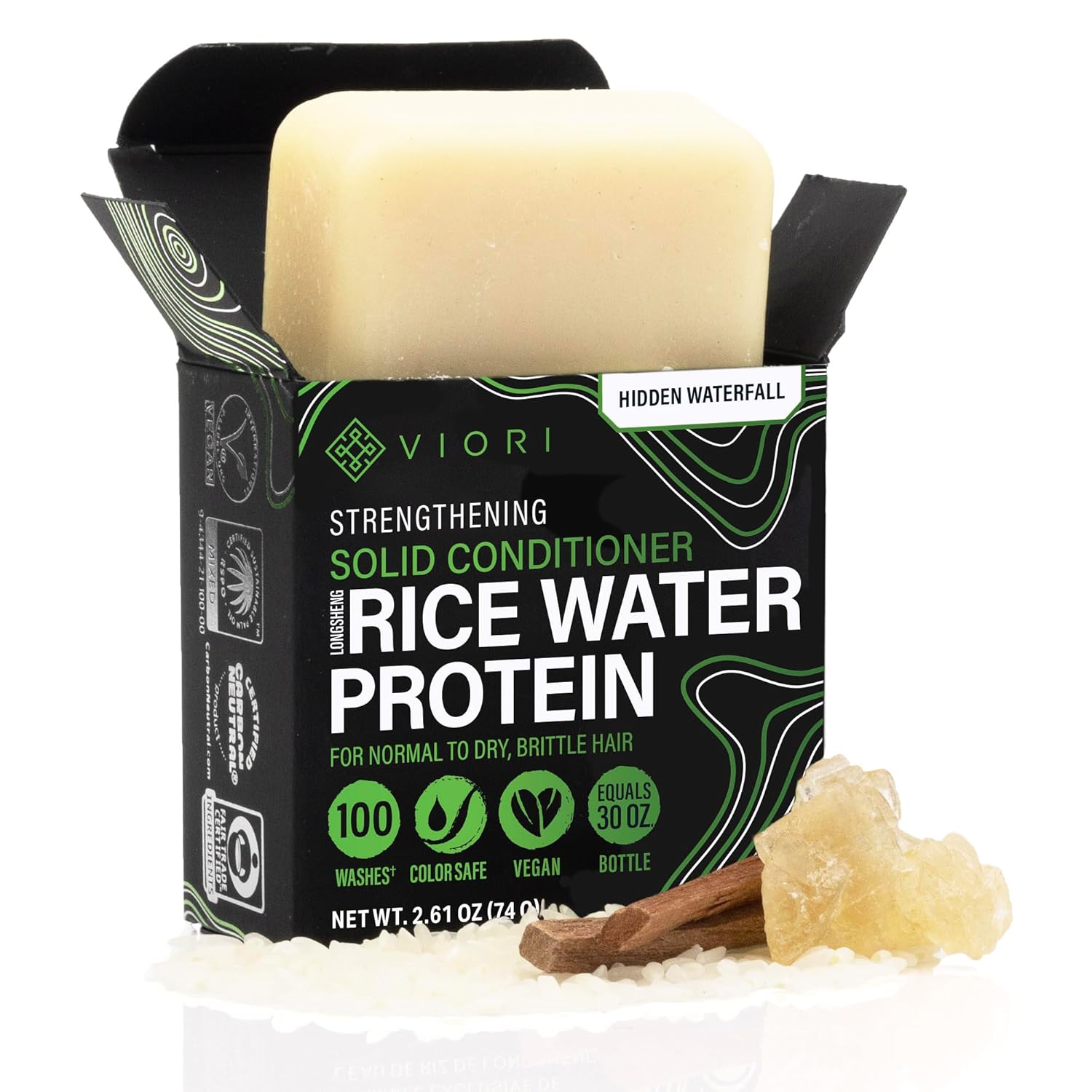 Viori Conditioner Bar – Hidden Waterfall med Rice Water til volume &amp; styrke