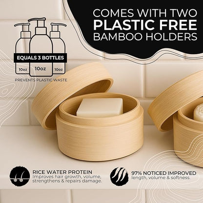 Viori Shampoo Bar, Conditioner Bar + Bambusbox Sæt – Citrus Yao med Rice Water