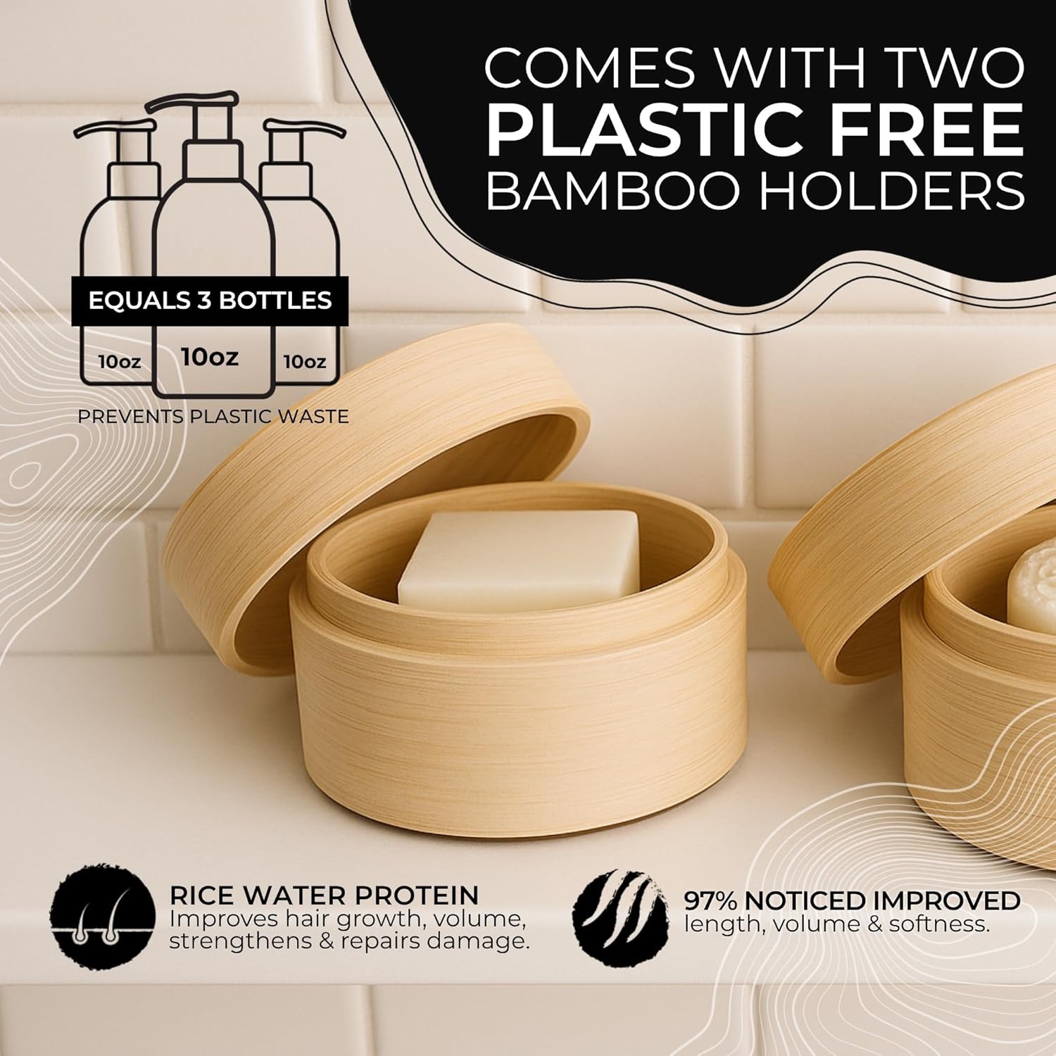 Viori Shampoo &amp; Conditioner + Bambusbox Sæt – Hidden Waterfall med Rice Water