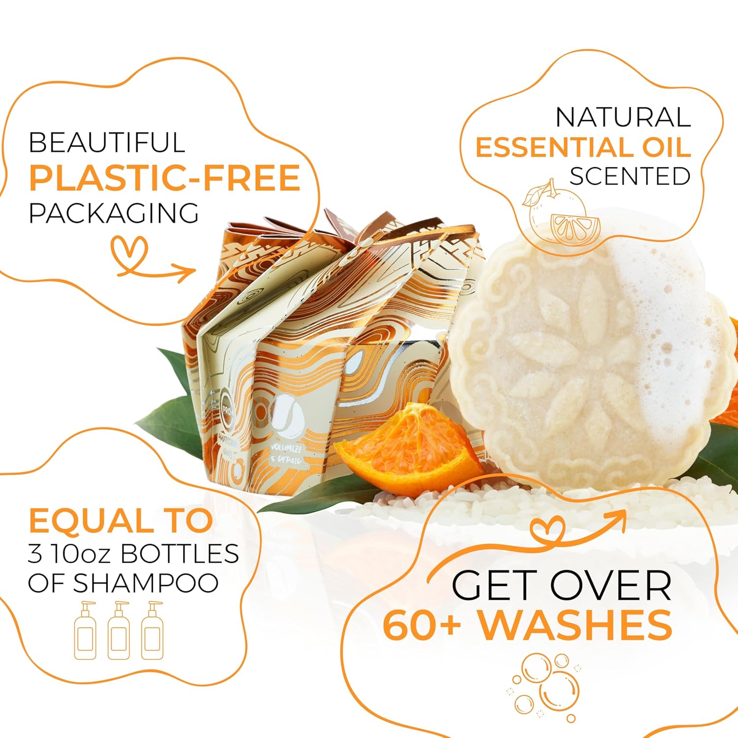 Viori Shampoo Bar – Citrus Zest med Rice Water til volume &amp; glans