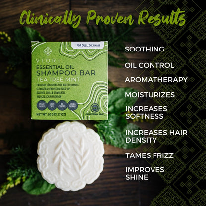 Viori Shampoo Bar – Tea Tree Mint med Rice Water til styrke &amp; dybderens
