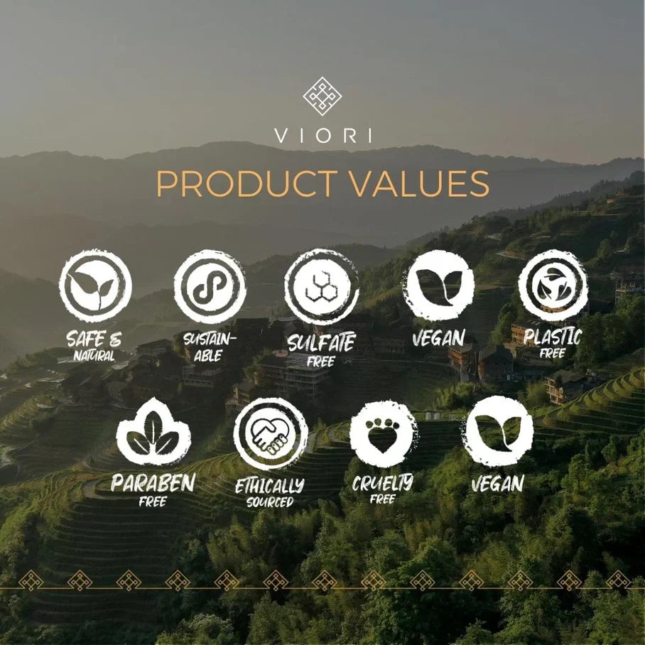 Viori Shampoo &amp; Conditioner Travel Size Sæt – Terrace Garden med Rice Water