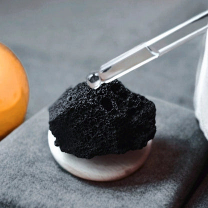 Potpourri med Black Lava Rock | Vulkanske duftsten på træfod til æteriske olier &amp; aromaterapi