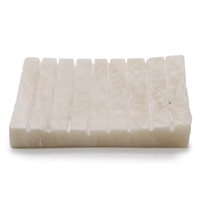 White Onyx sæbeskål med riller - Natursten