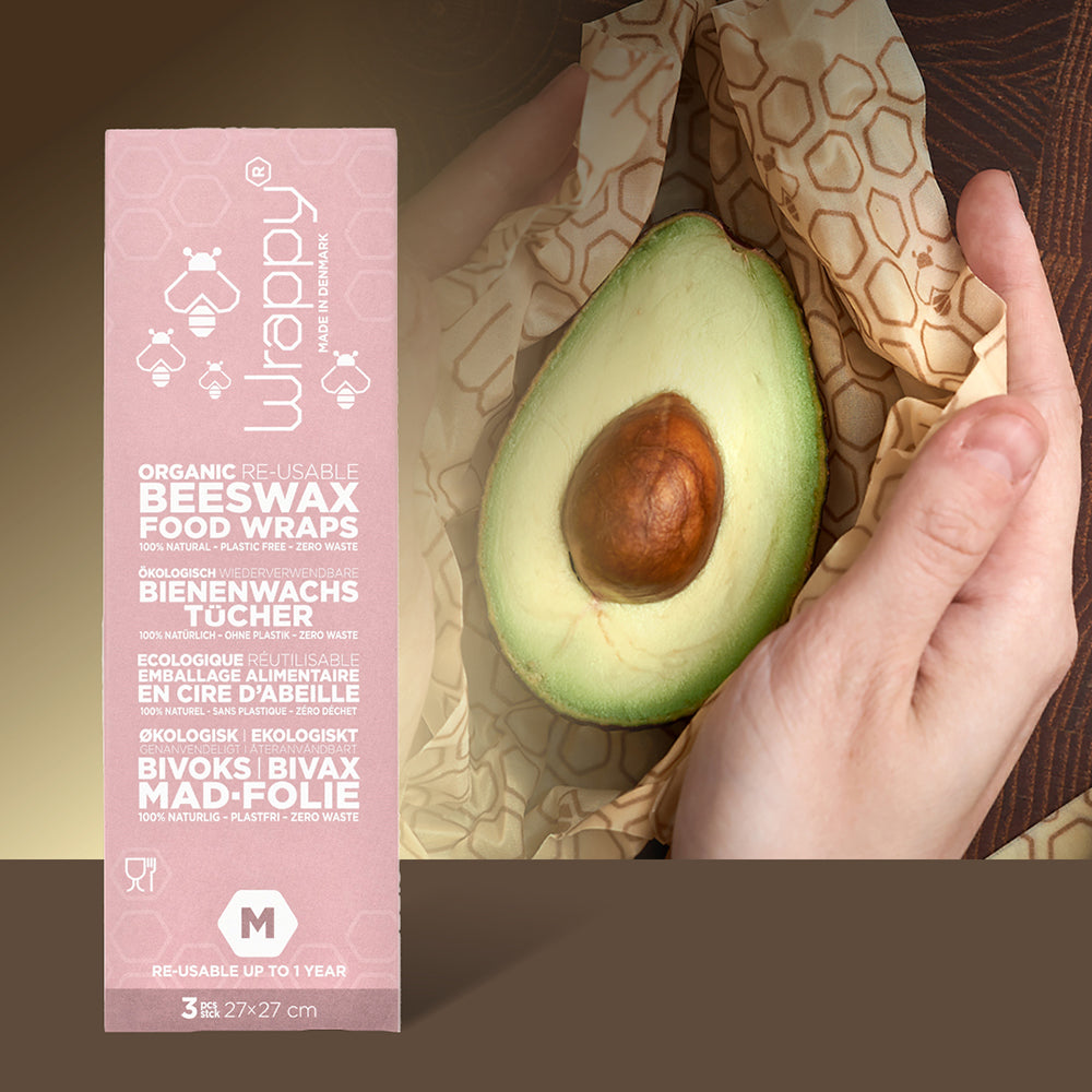 Wrappy - økologisk bivoks madindpakning (27x27 cm) - 3 ark