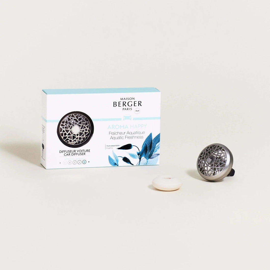 Happy Aromaterapi - Bil Diffuser startsæt - Frisk duft - Maison Berger