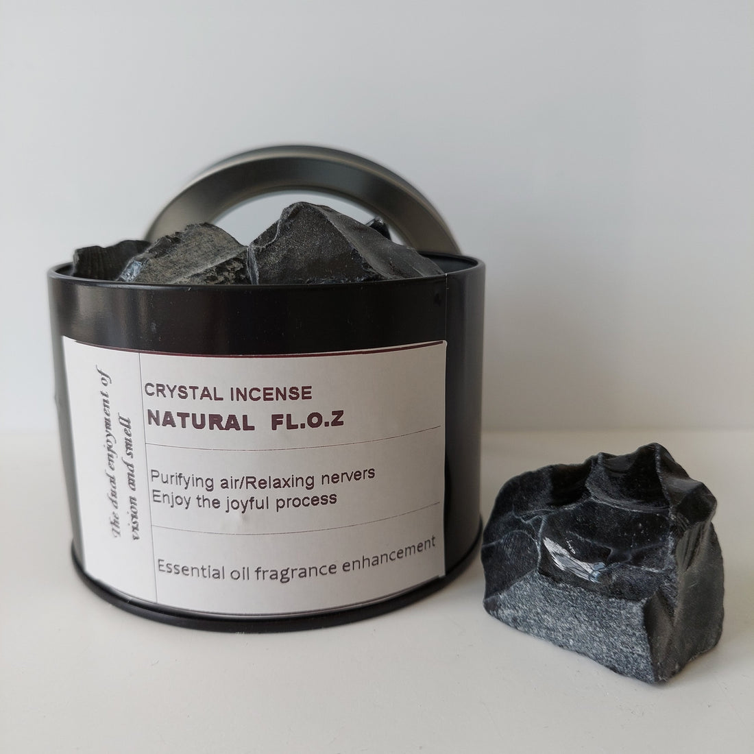 Krystal boks m. Obsidian til æteriske olier &amp; dufte - Aromaterapi