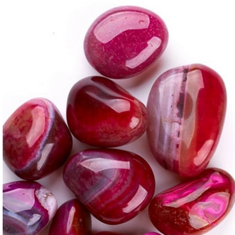 Pink Agat - Polerede Tromlesten