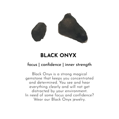 A Beautiful Story - Krystal Armbånd m. Black Onyx &amp; Guldperler - Gemstone Card