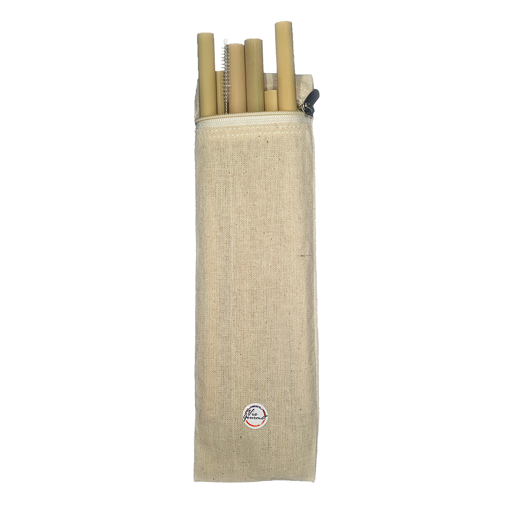 Bambus Sugerør - sæt m. 6 stk. &amp; rengørings børste