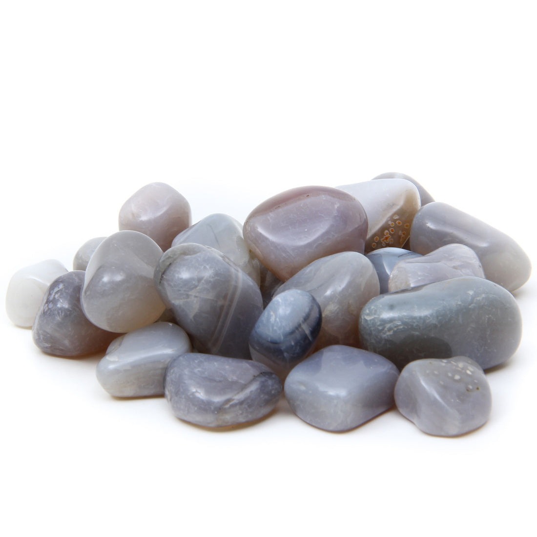 Blå agat - Chalcedony Krystal - Polerede Tromlesten
