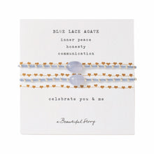 A Beautiful Story - Krystal armbånd m. Blue Lace Agat & Sølv/Lyseblå Perlesnor - You&Me Card