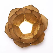 Lotus Fyrfadsstage - Grøn m. Guld kant - Ø13,5cm