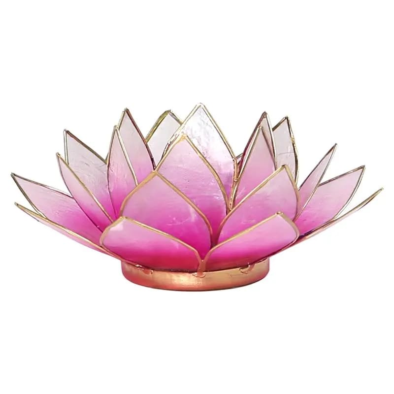 Lotus Fyrfadsstage - Light pink m. Guld kant - Ø13,5cm