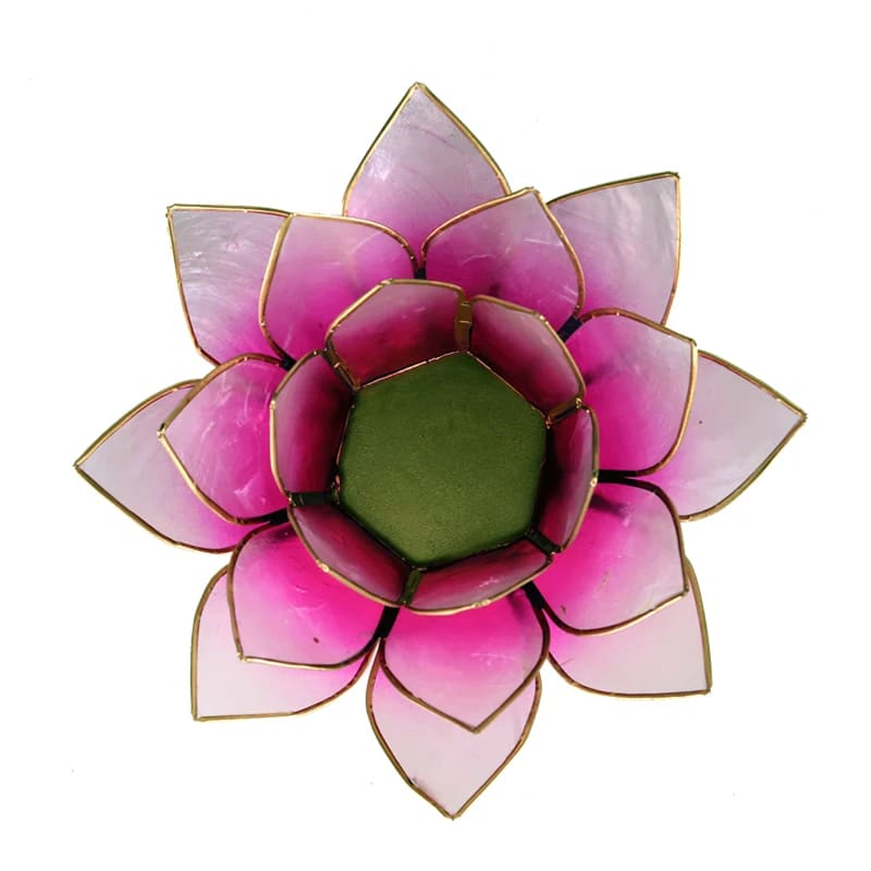 Lotus Fyrfadsstage - Light pink m. Guld kant - Ø13,5cm